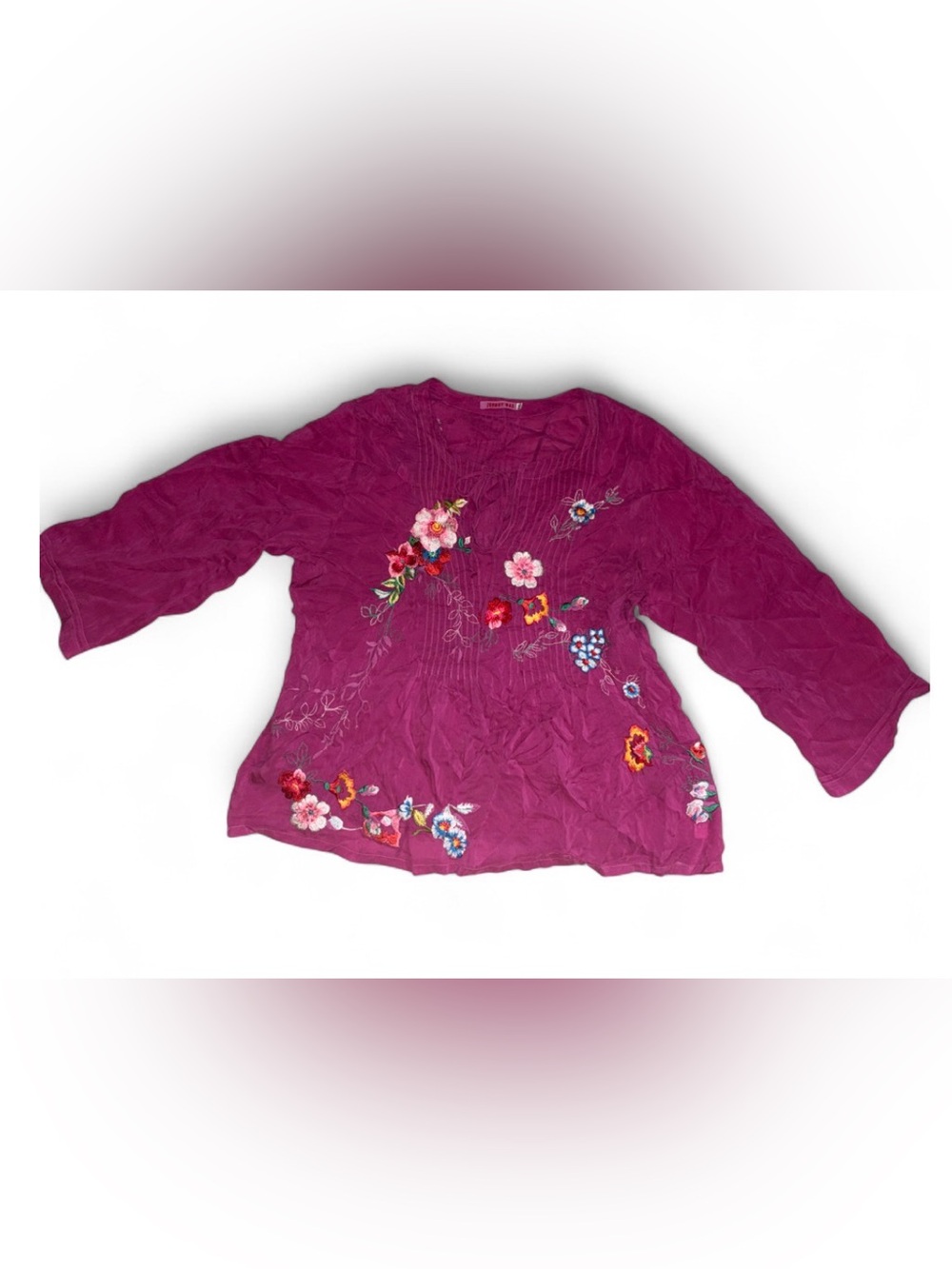 Johnny Was Fuchsia Embroidered Floral Tunic